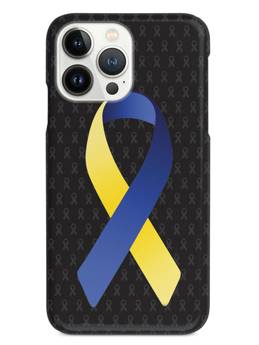 Blue and Yellow Awareness Ribbon - Black Case